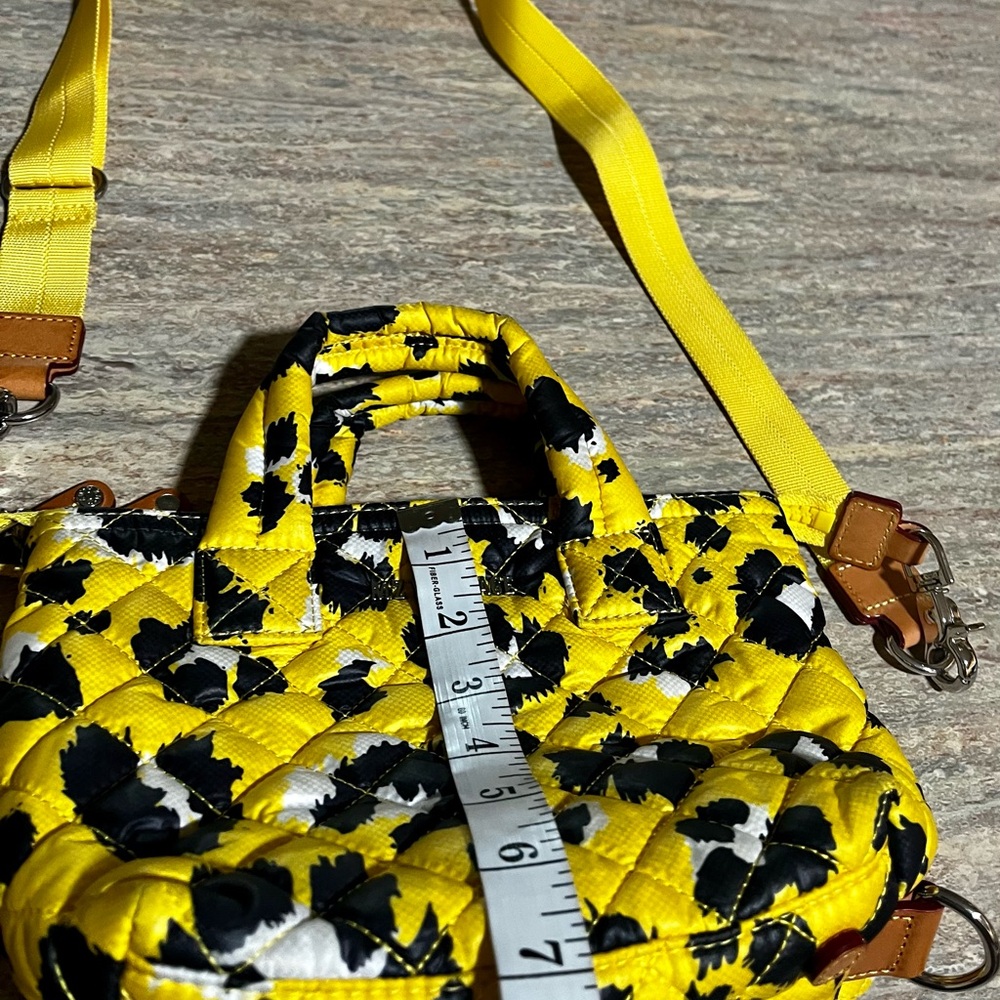 MZ Wallace Micro Sutton Yellow Leopard Quilted Crossbody Women's Bag - Picture 14 of 16